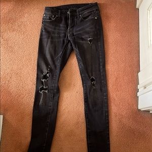 Men’s Black flex distressed jeans